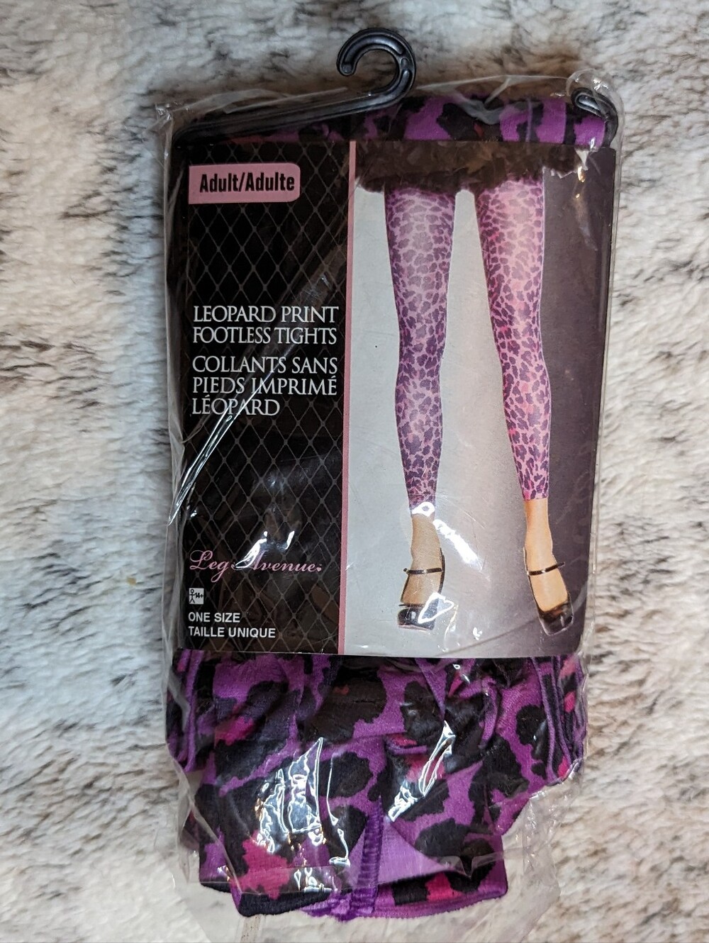 NIP Leg Avenue Purple Leopard Print Footless Tights Festival Rave Ankle Tights O